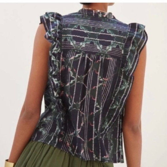Anthropologie Pilcro Black Motif
Ruffled Buttondown Sleeveless Blouse - Picture 4 of 10